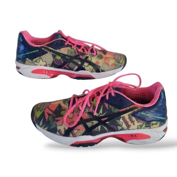 Asics Womens SZ 9 Sneakers Gel Solution Speed 3 Limited Edition Blue Pink - Picture 1 of 11
